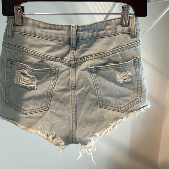 Washed Denim Jean Shorty Shirts Ripped - Picture 2 of 3